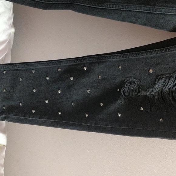Topshop Moto Mom HighRise Blk Ripped Studded Jeans - Picture 7 of 14